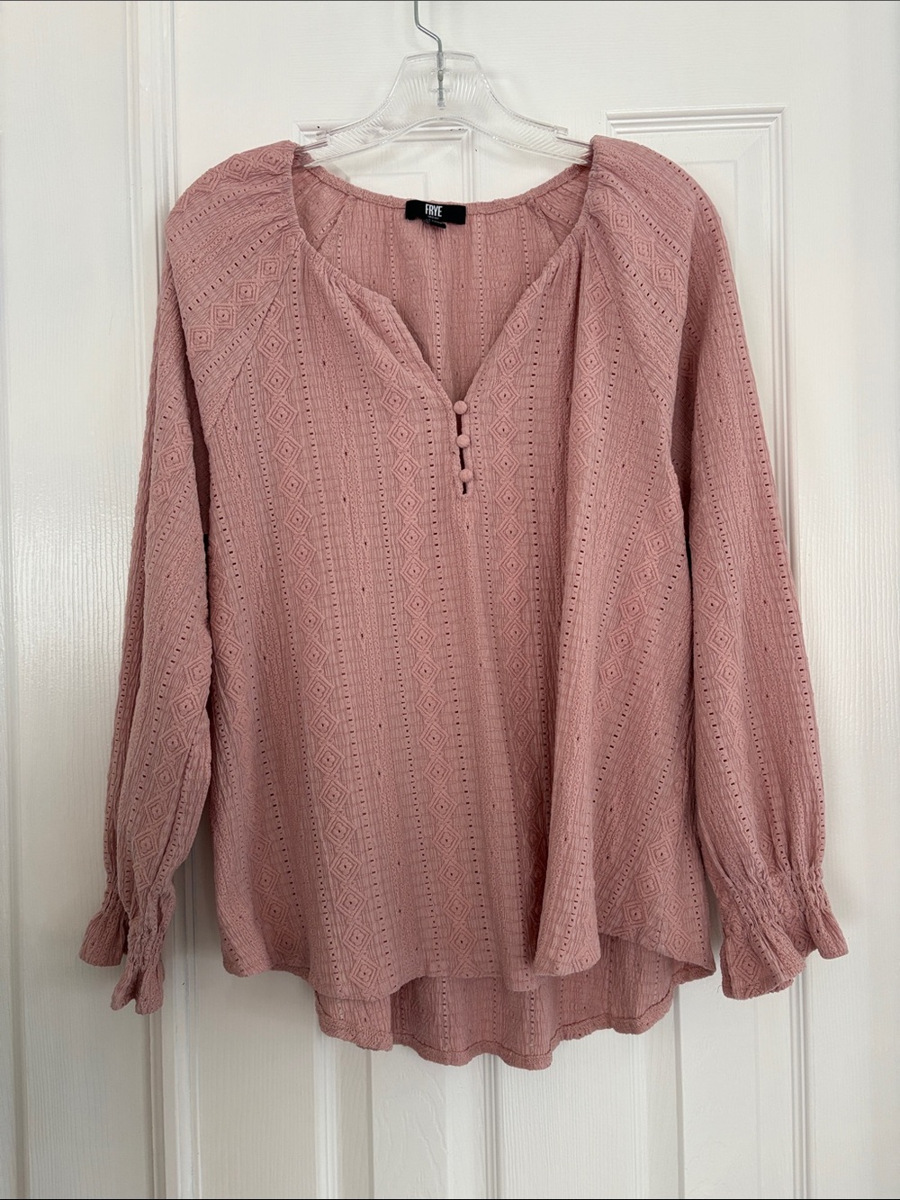 Frye Dusty Rose Peasant boho shabby chic long sleeve blouse top Size medium